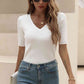 V-Neck Short Sleeve Knit Top