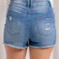 Distressed Frayed Hem Denim Shorts