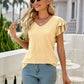 Eyelet Layered Flutter Sleeve V-Neck Top