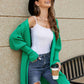 Lantern Sleeve Rib-Knit Open Front Longline Cardigan