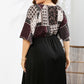 Plus Size Printed Two-Tone Flutter Sleeve Dress