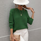Drop Shoulder Round Neck Ribbed Cuff Sweater