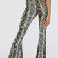 Snakeskin Print Flare Pants