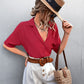 Button Down Lapel Collar Short Sleeve Shirt
