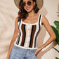 Striped Scalloped Trim Knit Tank