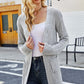Open Front Dropped Shoulder Pocket Longline Cardigan