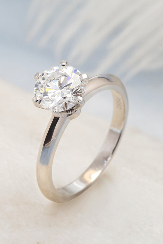 18K White Gold 0.5 Carat Lab-Grown Diamond 6-Prong Ring