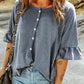 Button Front Flounce Sleeve Tee