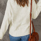 Drawstring Cowl Neck Ribbed Trim Sweater