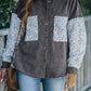 Color Block Corduroy Dropped Shoulder Jacket