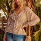 Floral Deep V Tied Peplum Top