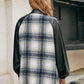 Plaid Button Down Raglan Sleeve Jacket
