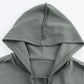 Quarter-Button Exposed Seam Dropped Shoulder Hoodie