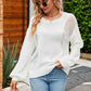 Openwork Round Neck Dropped Shoulder Knit Top