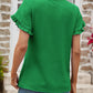 Textured Petal Sleeve Round Neck Tee