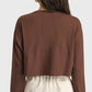 Dropped Shoulder Round Neck Cropped Sports Top