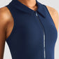 Zip Up Collared Cropped Sports Top