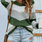 Striped Raglan Sleeve Rib-Knit Sweater