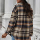 Plaid Curved Hem Dropped Shoulder Longline Shirt Jacket
