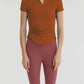 Notched Neck Short Sleeve Active Top