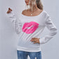 Lip Graphic Off-Shoulder Sweatshirt