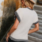 Contrast Round Neck Short Sleeve Knit Top