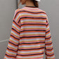 Multicolored Stripe Drop Shoulder Round Neck Sweater