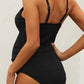 Ribbed Spaghetti Strap One-Piece Maternity Swimsuit