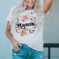 MAMA Floral Graphic Distressed Tee