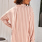 Striped Button-Up Dropped Shoulder Shirt