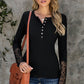 Crochet Lace Hem Sleeve Button Top