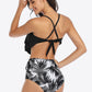 Botanical Print Ruffled Two-Piece Swimsuit