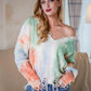 Tie-Dye V-Neck Long Sleeve Sweater
