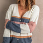 Striped Button Down V-Neck Cardigan