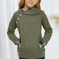 Girls Plaid Decorative Button Hoodie with Pockets
