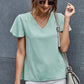 V-Neck Flutter Sleeve Blouse
