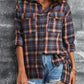 Plaid Slit High-Low Shirt with Pockets