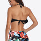 Two-Tone Ruffled Halter Neck Two-Piece Swimsuit