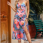 Floral Tied Cutout Split Spaghetti Strap Dress