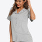 Contrast Piping Button Front Top and Shorts Lounge Set
