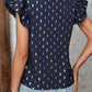 Printed Flutter Sleeve Notched Neck Blouse
