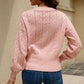 Button Front V-Neck Openwork Cardigan