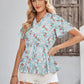 Floral Flutter Sleeve Peplum Blouse
