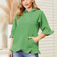 Ninexis Full Size Raglan Sleeve Ruffled Hoodie with Pocket