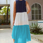 Sleeveless High Neck Color Block Dress