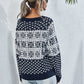 Snowflake Print Raglan Sleeve Sweater