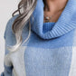 Plaid Funnel Neck Long Sleeve Mini Sweater Dress (Belt Not Included)