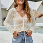 Drawstring Ruched Openwork Sweater
