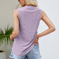 Notched Neck Curved Hem Eyelet Tank