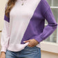 Contrast Round Neck Long Sleeve Knit Top